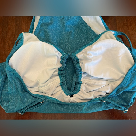 NWT CUPSHE One Piece Plunging Ruched O-Ring Cheeky High Cut Sparking Lurex - Picture 8 of 10